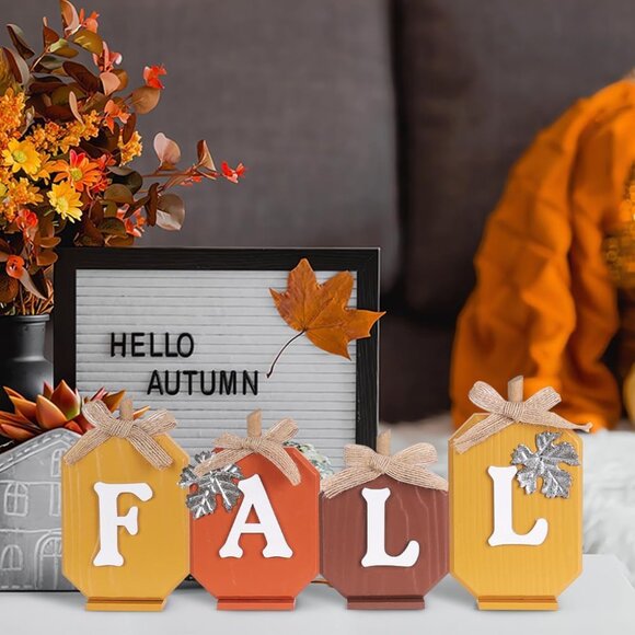 Fall Decorations for Home, Pumpkin Wood Sign with Fall Lettered for Fall Decor, - Picture 8 of 9